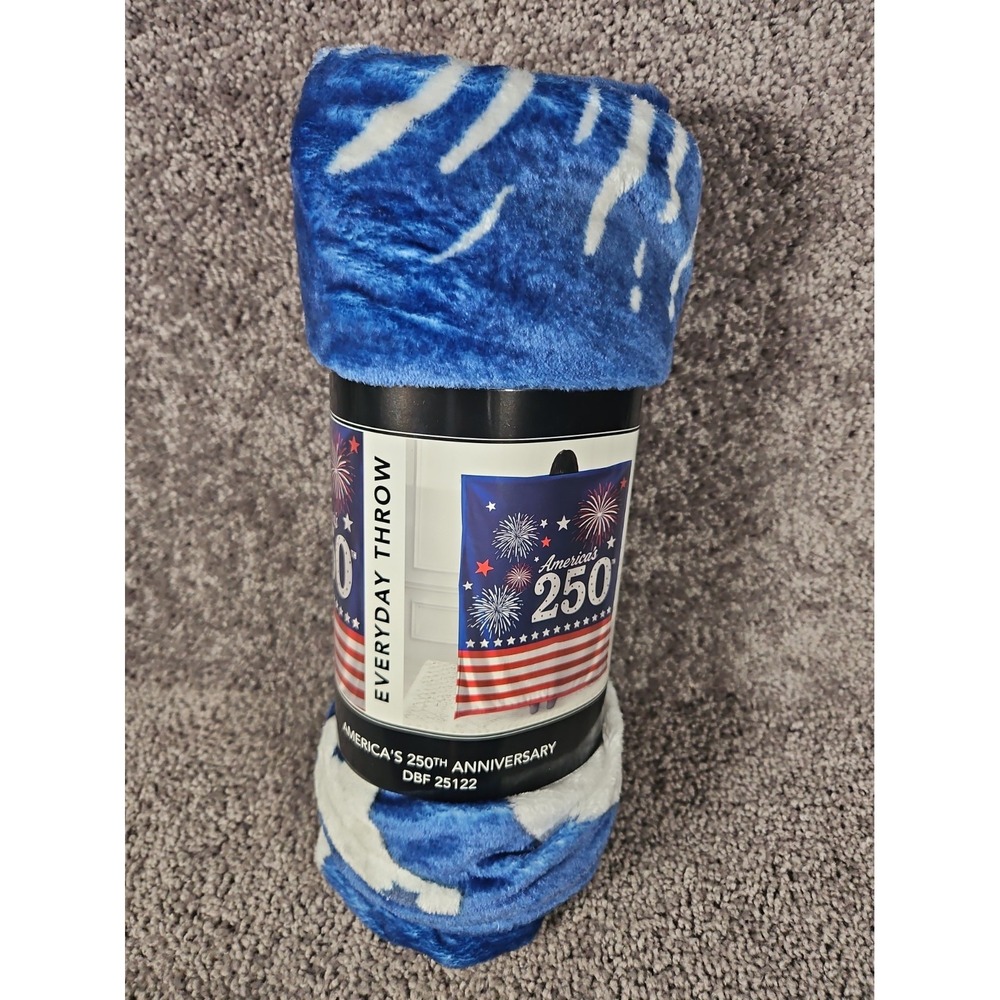 Americas 250th Anniversary Red/white/blue Throw Blanket. New
